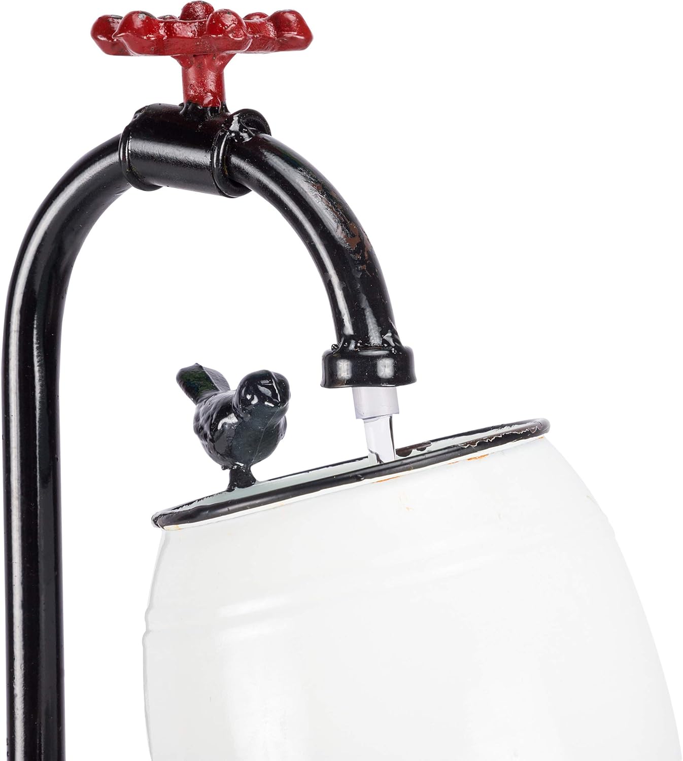 Alpine Corporation YHL428 – Fuente de agua para grifos y barriles de mesa para exteriores, fuente de decoración de mesa antigua de 19 pulgadas,