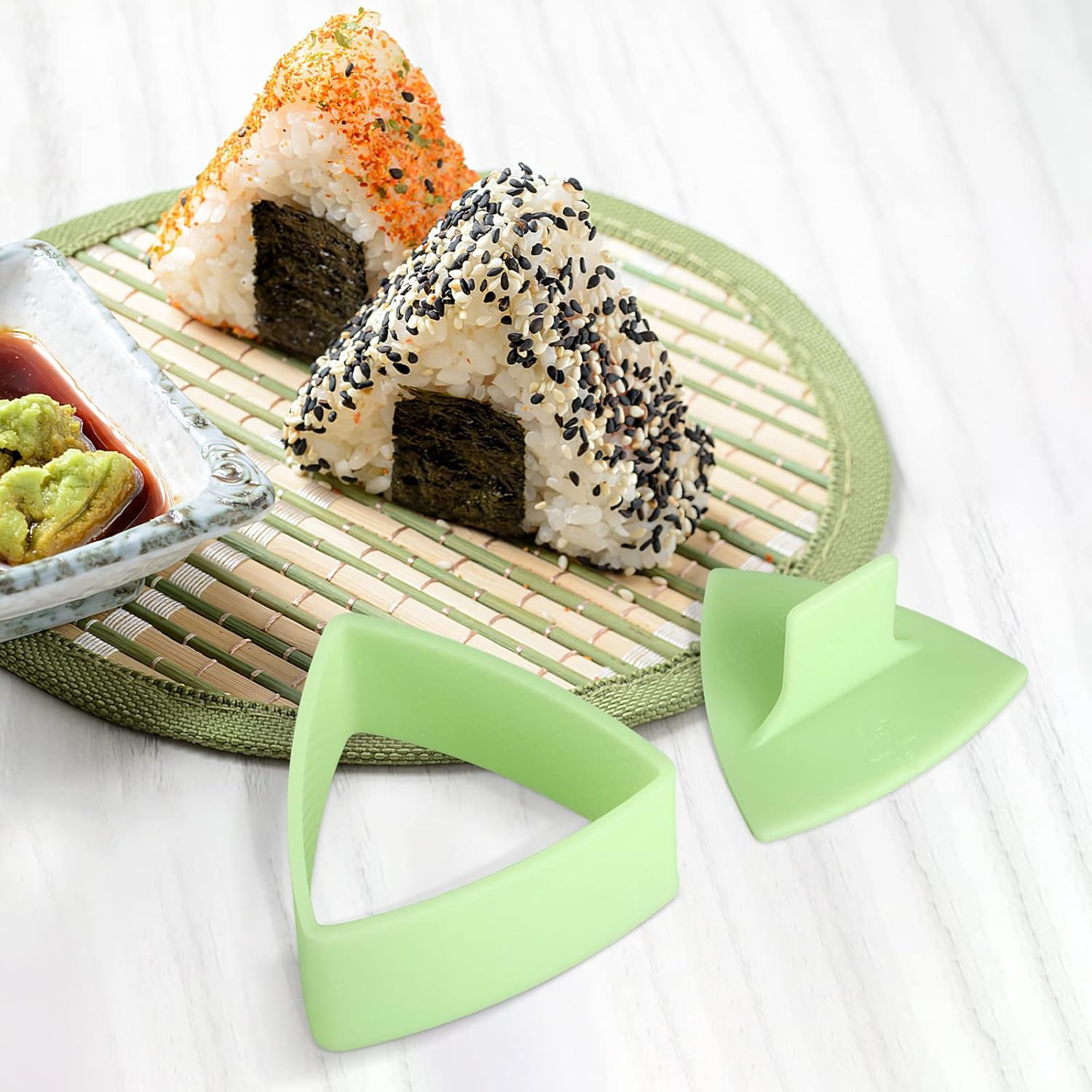 UPKOCH Molde de sushi triangular, fabricante de bolas de arroz, prensa antiadherente para onigiri, fabricante de moldes de sushi, verde claro
