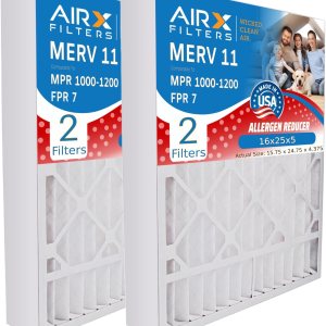 AIRX FILTERS WICKED CLEAN AIR. Filtro de aire MERV 11 de 16 x 25 x 4 compatible con Honeywell FC100A1029 EXPXXFIL0016, filtro de horno, paquete de 2 AIRX FILTERS WICKED CLEAN AIR. Filtro de aire MERV 11 de 16 x 25 x 4 compatible con Honeywell FC100A1029 EXPXXFIL0016, filtro de horno, paquete de 2