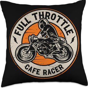 Vintage Cafe Racer Shirts & Cafe Motorcycle Gifts Full Throttle-Vintage Badge Cafe Racer Throw Pillow, 18×18, Multicolor Vintage Cafe Racer Shirts & Cafe Motorcycle Gifts Full Throttle-Vintage Badge Cafe Racer Throw Pillow, 18×18, Multicolor
