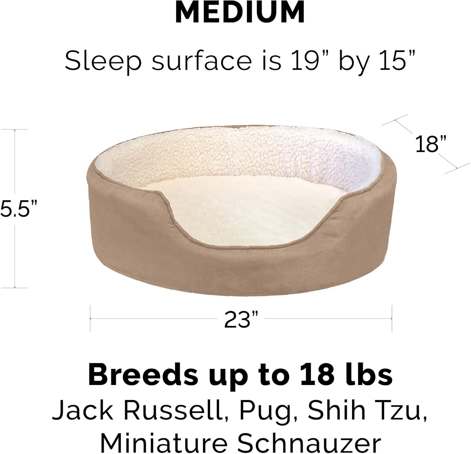 Cama para perro Furhaven Pet ovalada, redonda, para relajarse y no tener ansiedad, con base extraíble para perros y gatos, con múltiples estilos,
