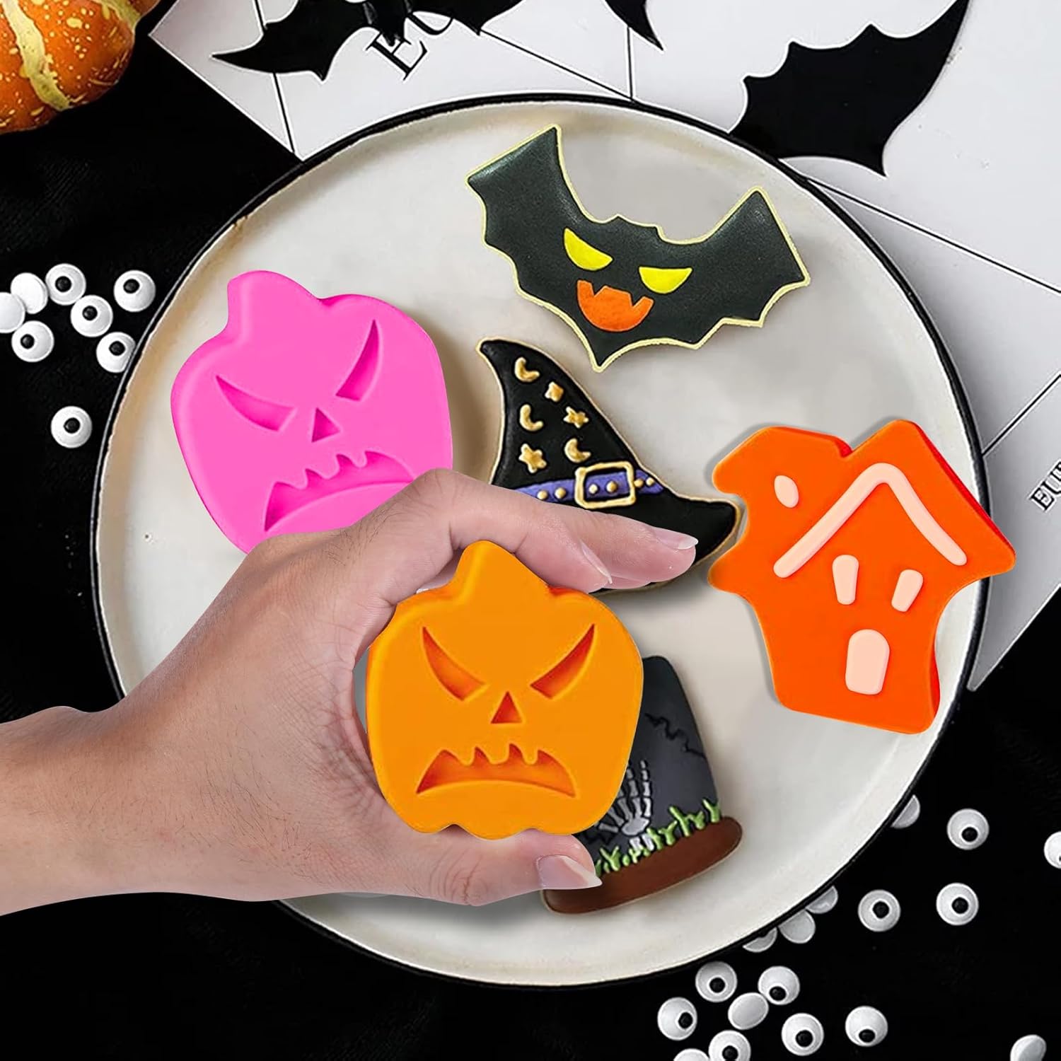 AIERSA Moldes de silicona de Halloween, 1 molde de silicona de calabaza y 1 molde de fantasma para pasteles de Halloween, dulces, gelatina, chocolate