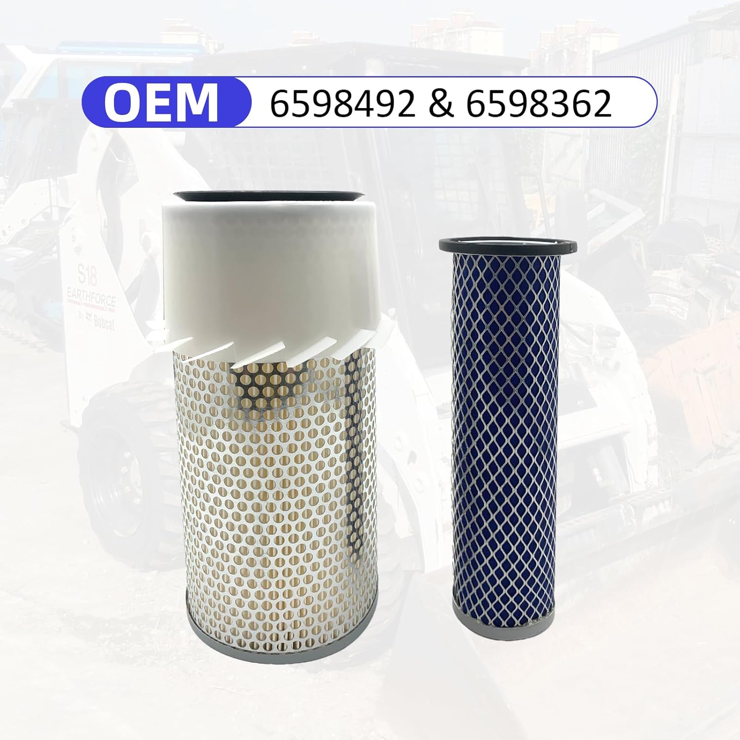6598492 y 6598362 Kit de filtro de aire exterior y filtro interior para cargadores y excavadoras Bobcat 641 741 7753 843 1213 S130 T140 1600 325