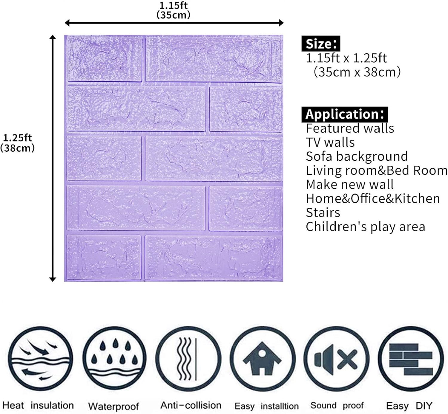 Paneles de pared 3D, cobertura de 14.5 pies cuadrados, adhesivo imprimible con paneles de pared de espuma de polietileno autoadhesivos impermeables