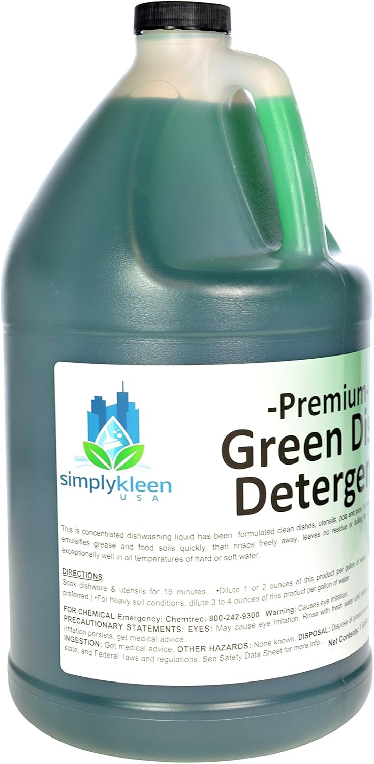 Simply Kleen USA – Jabón líquido detergente para platos, repuesto de 1 galón, potencia de limpieza concentrada para cocinas domésticas o