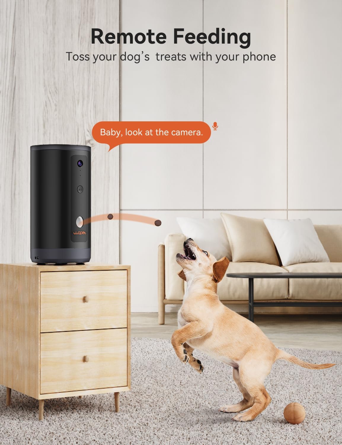 WOPET Cámara para perros de 300 con dispensador de golosinas, Nuevo 2024 Cámara WiFi 5G para mascotas para gatos y perros, 1080P HD con visión