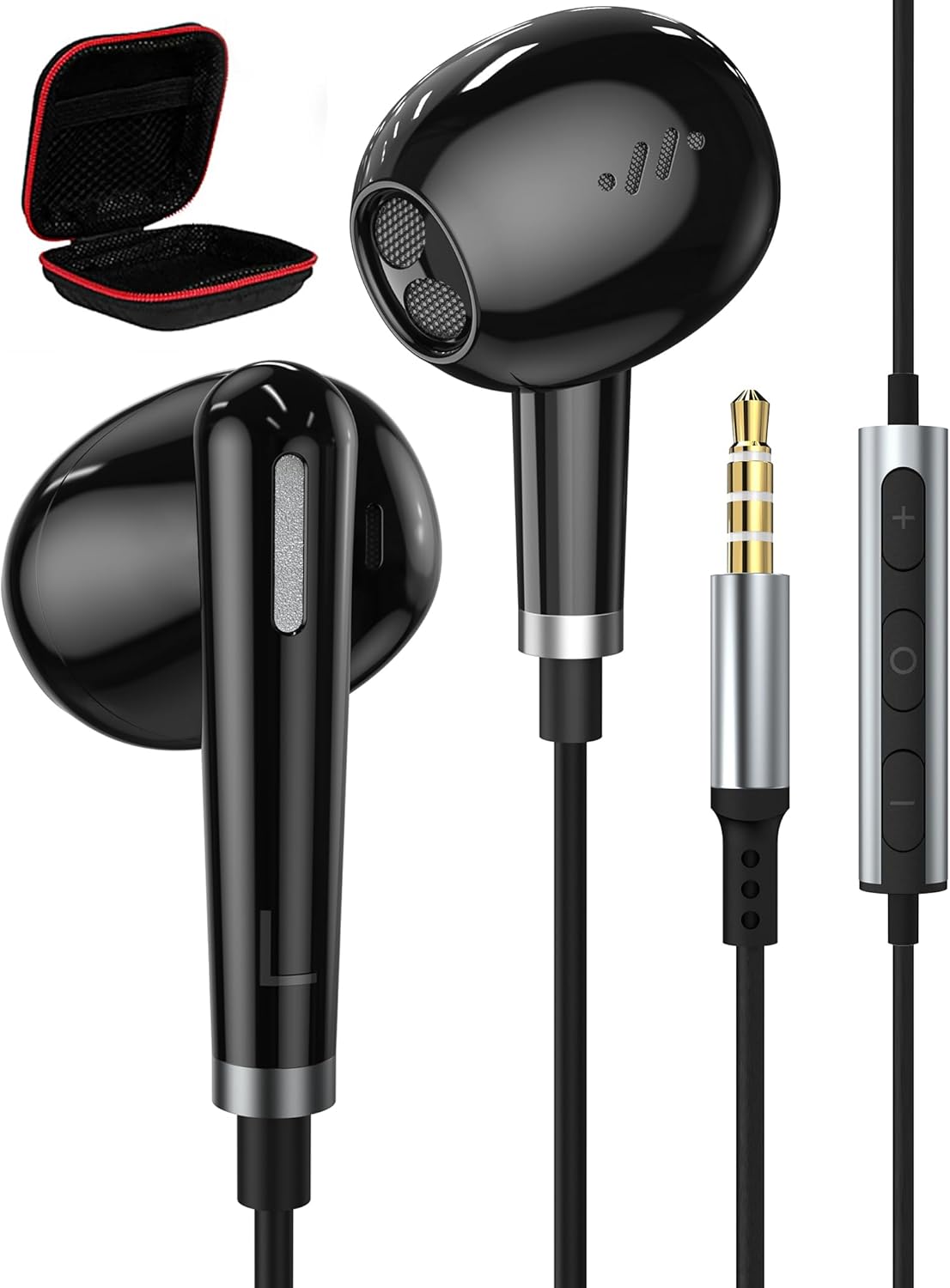 ACAGET Auriculares de 0.138 in con cable para Samsung Galaxy A23 A14 A52 A03s S10 S9, auriculares semiintrauditivos con cancelación de ruido de