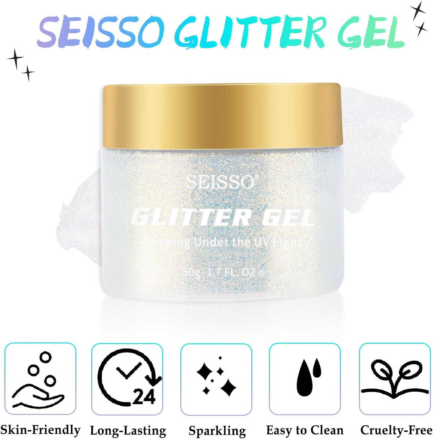 Gel de purpurina corporal blanca, gel de purpurina corporal que brilla en la oscuridad, purpurina corporal UV neón para mujeres, maquillaje para