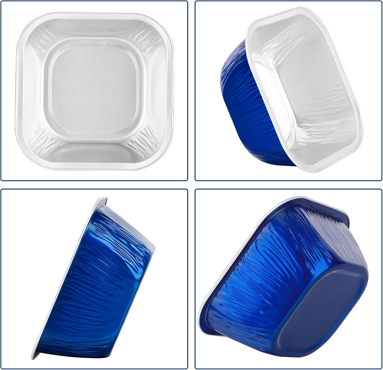 EUSOAR Tazas de papel de aluminio para hornear con tapas, 50 moldes desechables de 8 onzas con tapas, tazas para magdalenas para hornear, moldes