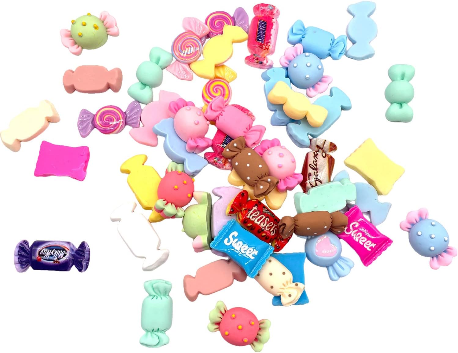 150 dijes de slime de resina falsos de caramelo, parche de resina kawaii lindo juego de dulces de espalda plana, decoraciones surtidas mixtas para