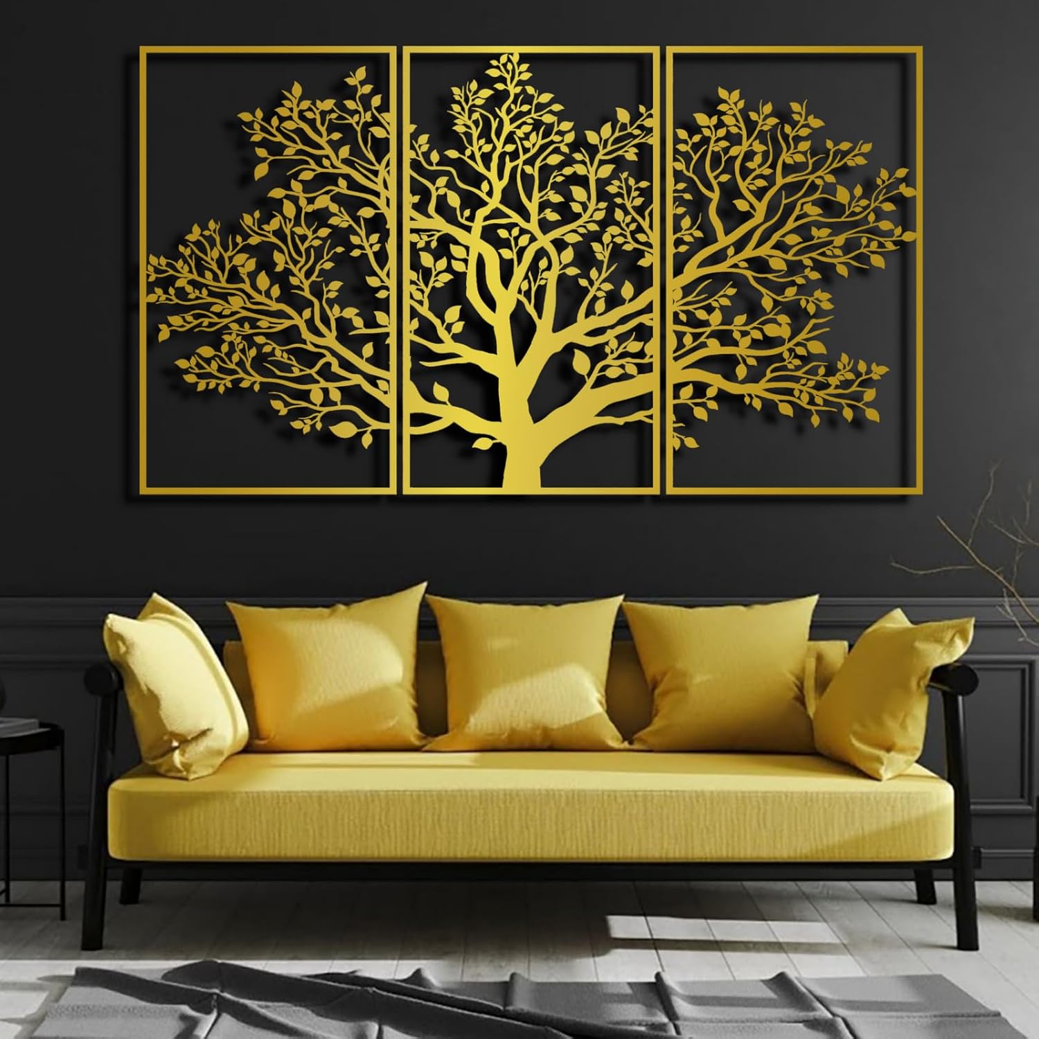 Arte de pared de árbol de la vida, decoración de pared de 3 piezas, arte de pared de árbol de metal, decoración de pared de árbol de metal, letrero