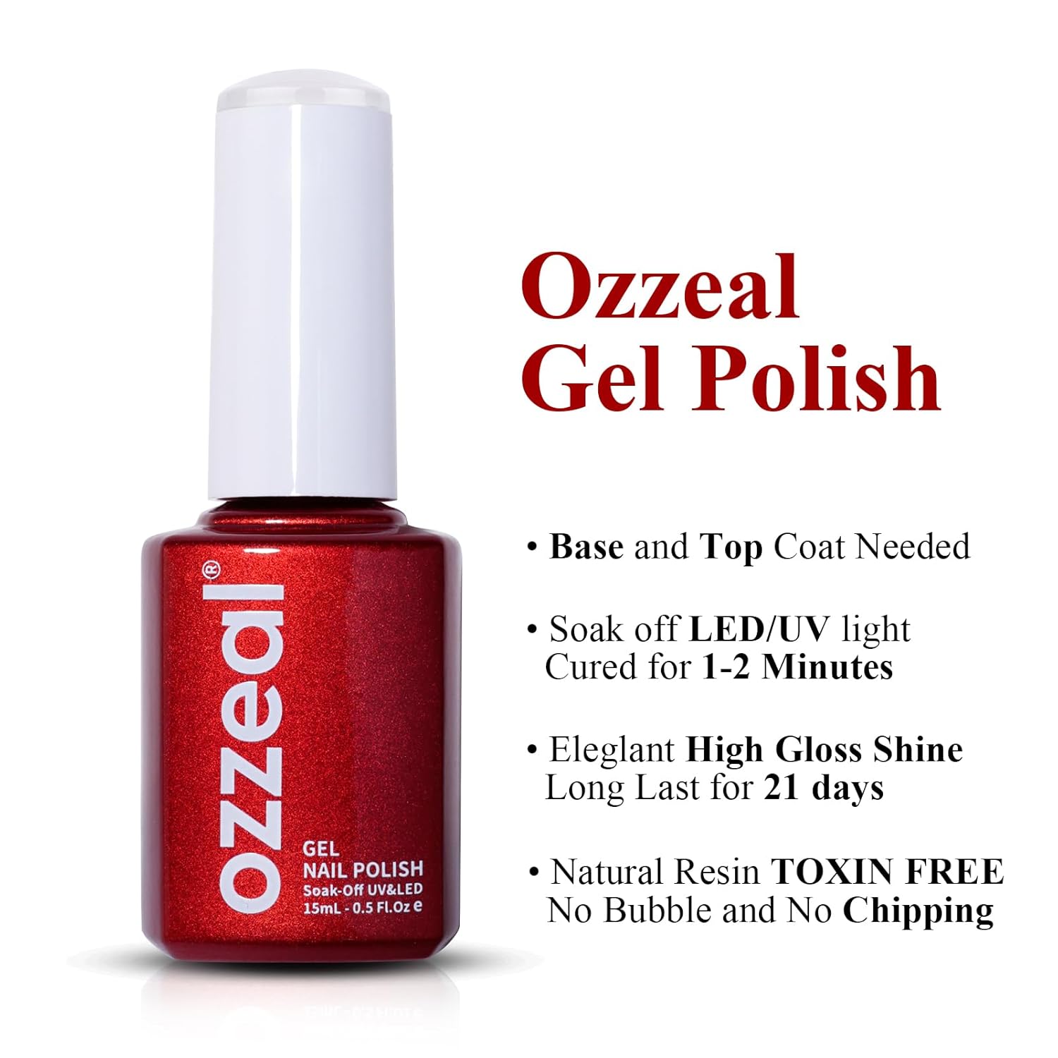Ozzeal Esmalte en gel, 1 unidad de esmalte de uñas de gel blanco de 0.5 onzas líquidas, esmalte de uñas de gel semipermanente LED UV, arte para