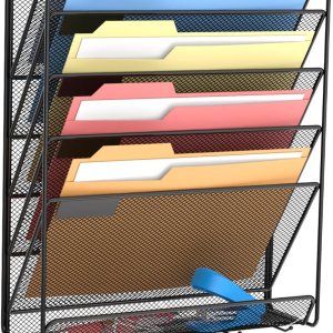samstar Organizador de archivos de pared con ganchos, 6 niveles de montaje en pared, organizador de archivos colgante, estante vertical para samstar Organizador de archivos de pared con ganchos, 6 niveles de montaje en pared, organizador de archivos colgante, estante vertical para