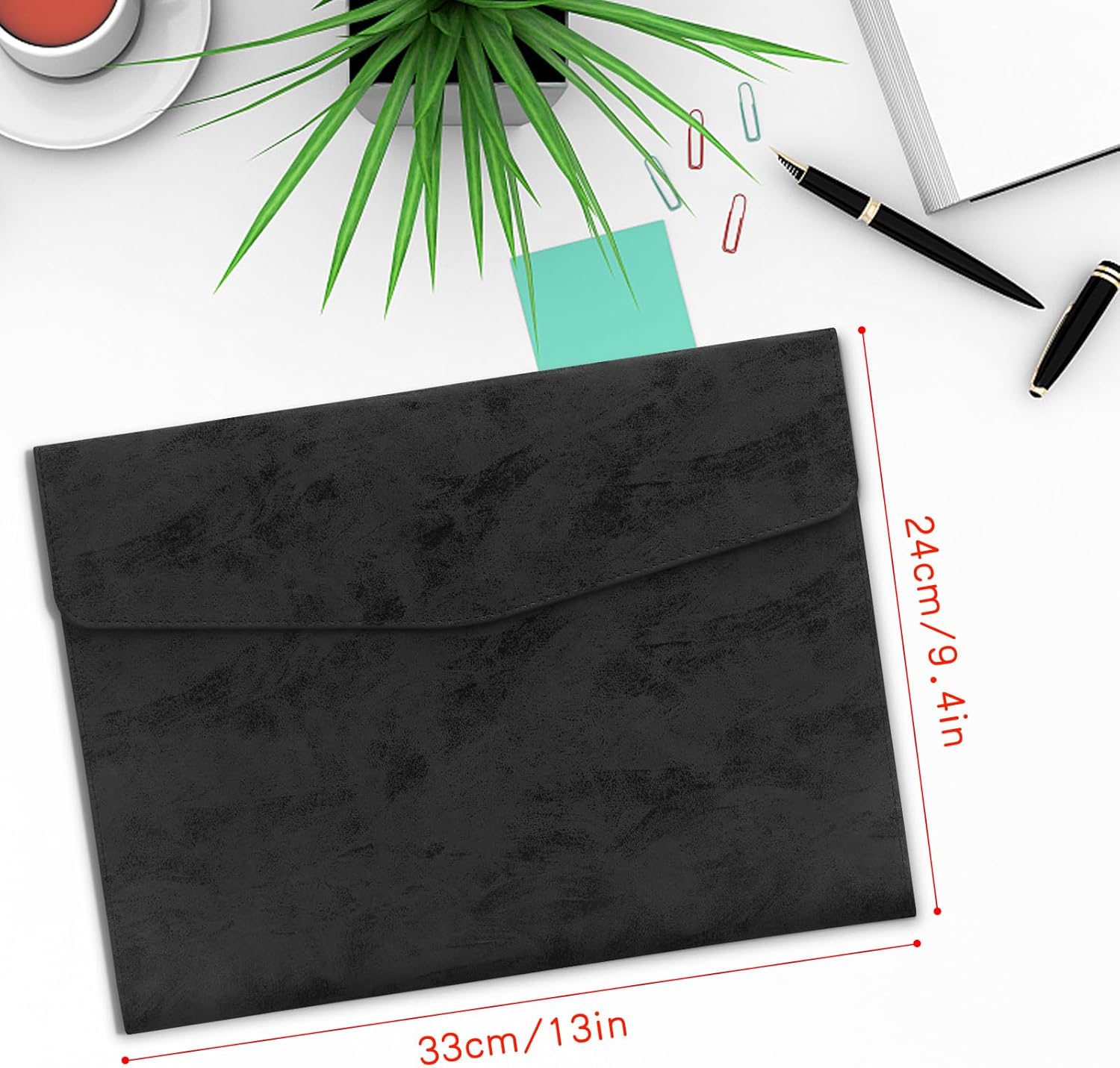 Toplive Carpeta de archivos de documentos, suave e impermeable, de piel sintética, tamaño A4, organizador de archivos, estuche de almacenamiento de