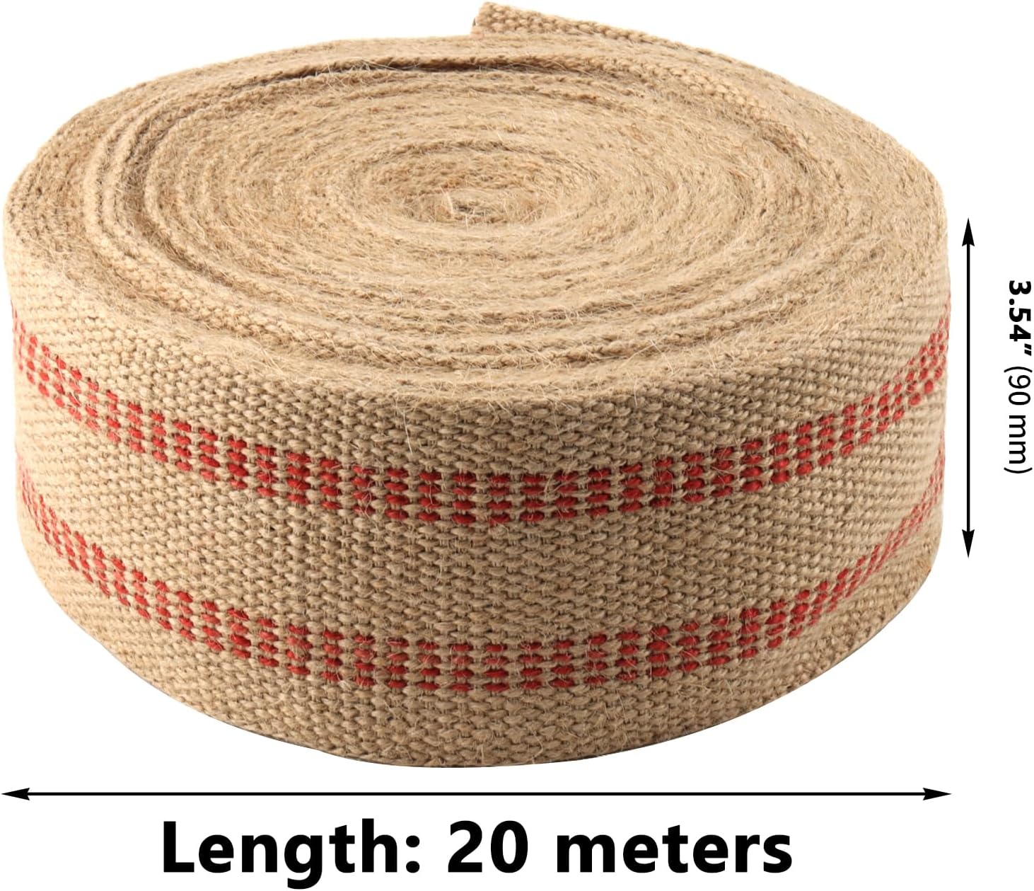 Cinta de yute para tapicería de 22 yardas y 3.5 pulgadas, cinta ancha de yute para manualidades, correas de silla naturales para muebles de