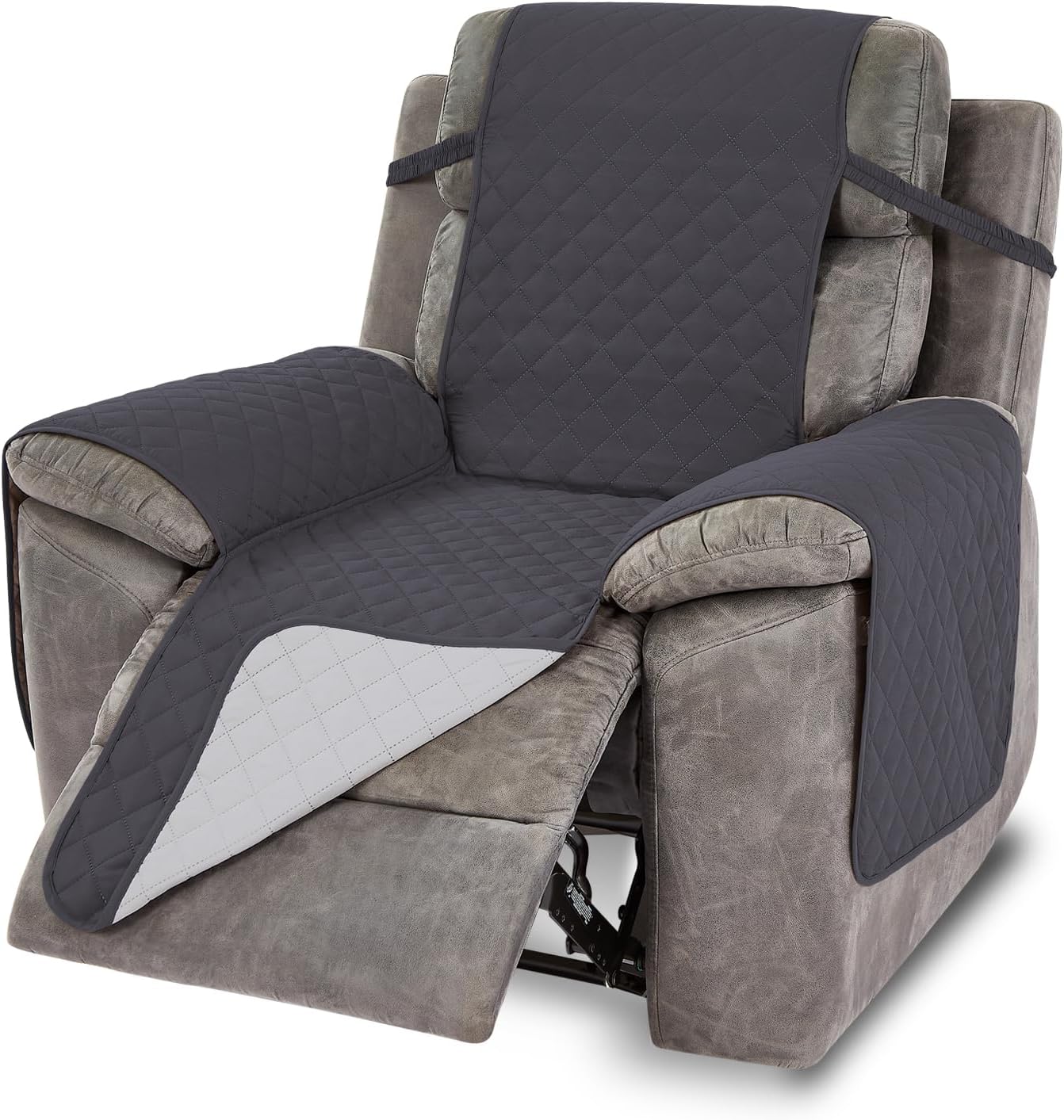 Fandyacke Fundas para sillas reclinables, fundas de sofá, protector de muebles para perros (reclinable grande, gris oscurogris claro)