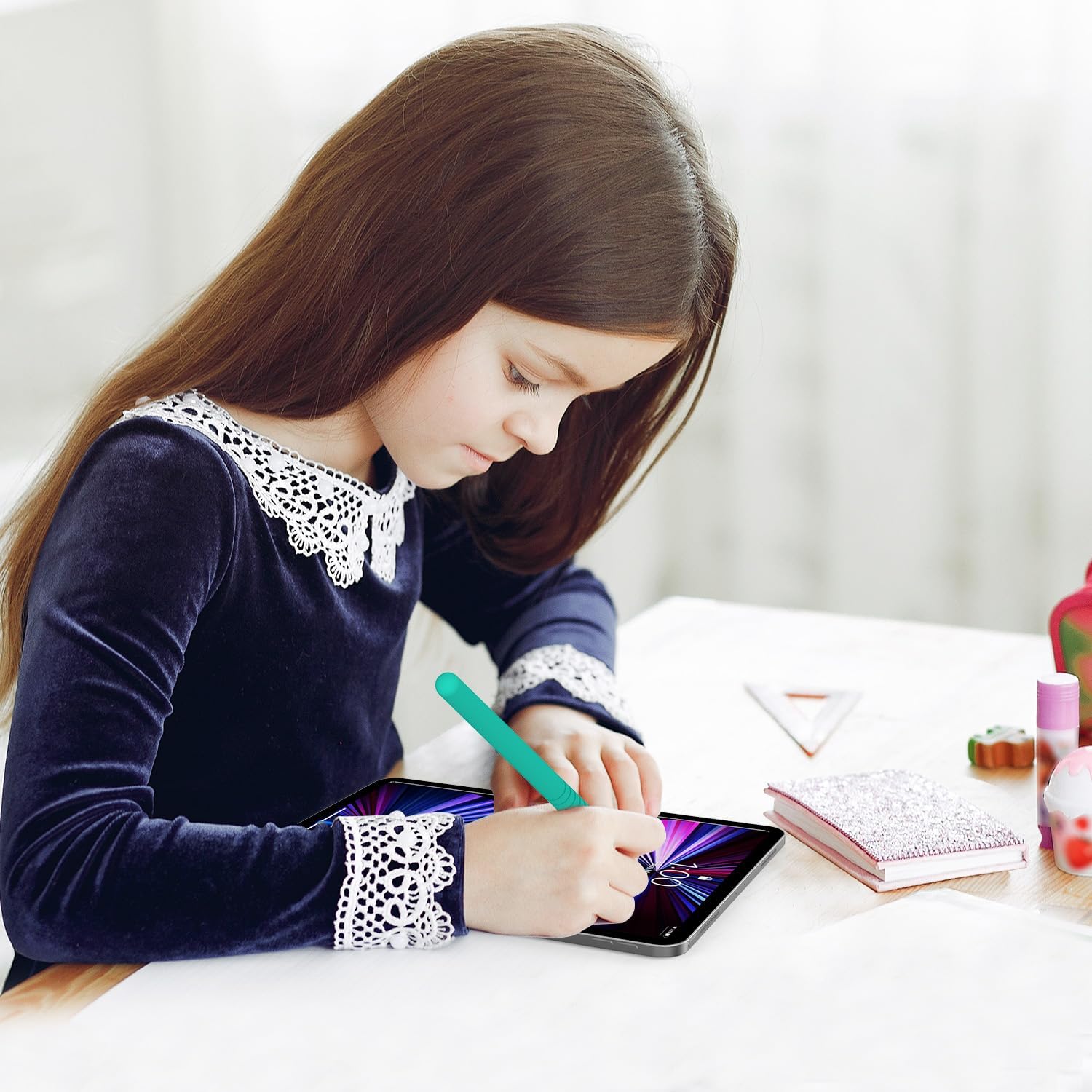 Laviitp Paquete de 3 fundas compatibles con Apple Pencil de 2 generación funda de silicona para iPencil 2 Gen con cubierta de 6 puntas, accesorios