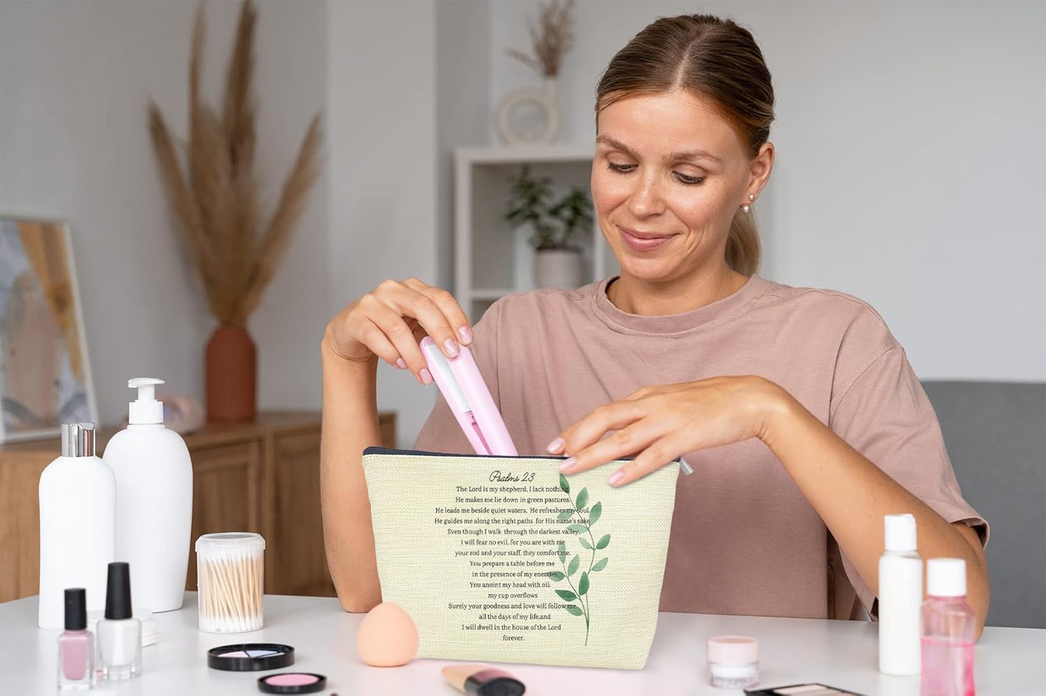 Regalos cristianos para mujeres y niñas, versículo bíblico PSALM 23 The Lord is My Shepherd, bolsa de cosméticos para mujeres y niñas, bolsa de