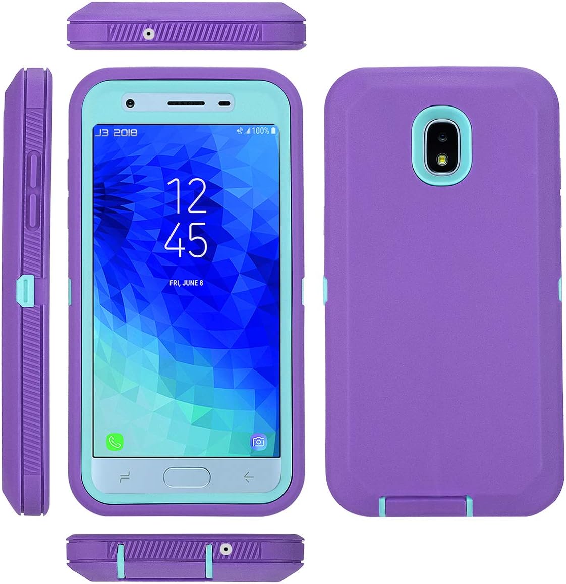 Annymall Funda para Galaxy J7 2018 con protector de pantalla integrado, resistente a prueba de golpes, funda protectora para Samsung J7 2018Galaxy