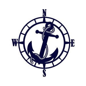 Nautical Themed Compass Rose Metal Art with Anchor Nautical Themed Compass Rose Metal Art with Anchor