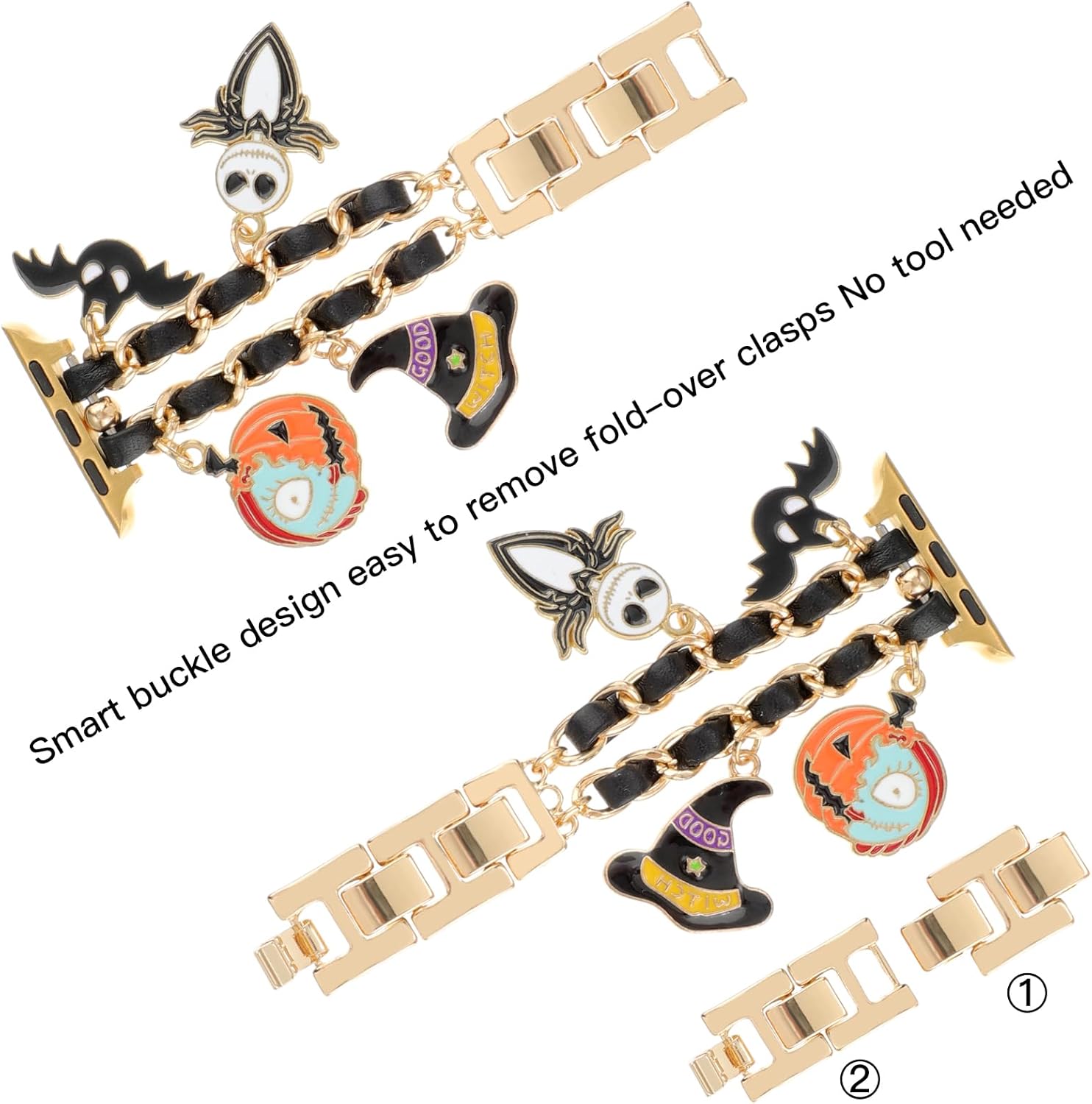 WONMILLE Correa compatible con Apple Watch de 1.732 in 1.772 in 1.929 in 1.654 in 1.496 in 1.575 in 1.614 in mujer elegante diseño de cadena con