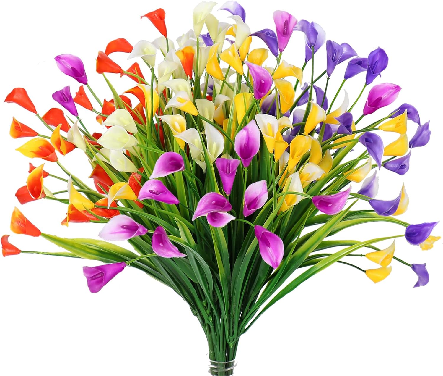 VOGUSON Flores falsas para decoración, flores artificiales de lirio de cala para exteriores, resistentes a los rayos UV, flores artificiales para