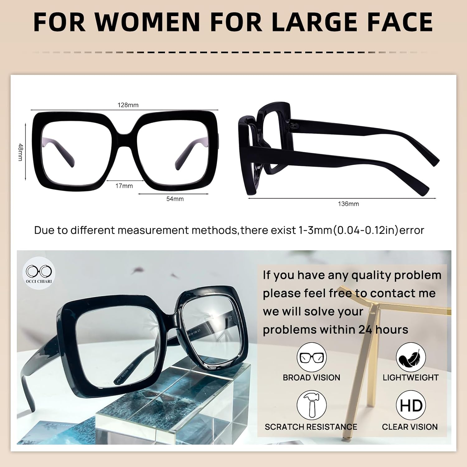 OCCI CHIARI Funky – Gafas de lectura para mujer, diseño de cabeza en L, marco resistente