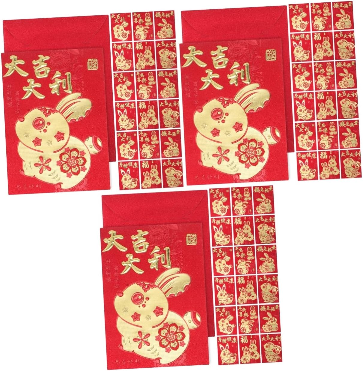 STOBOK 180 Pcs Year of The Rabbit Red Envelope Wedding Envelope Lunar Year Hong Bao Good Fortune Envelope Chinese Hongbao Rabbit Year Envelope