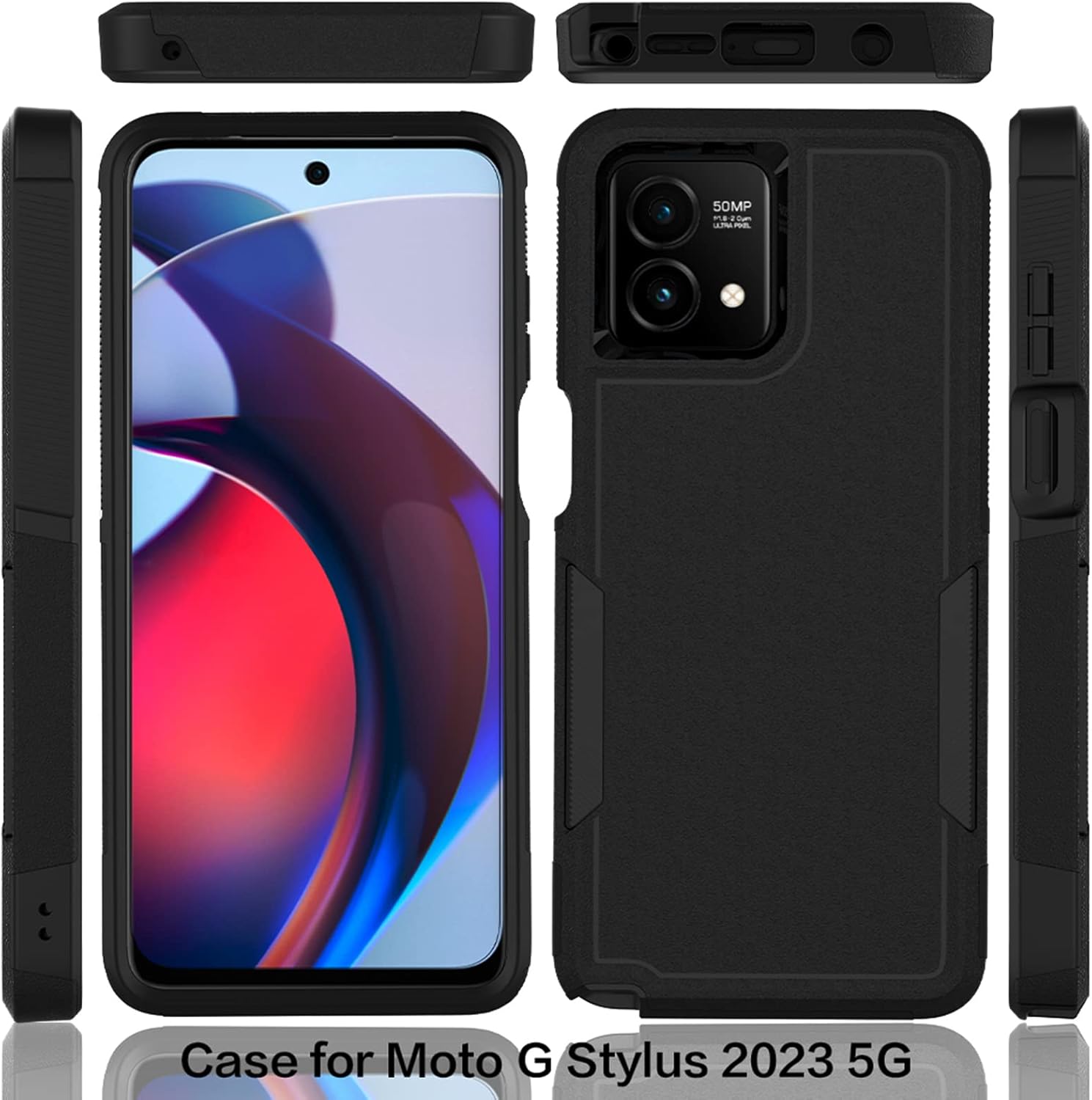 Funda para Moto G Stylus 5G 2023 funda protectora de doble capa resistente para teléfono celular, a prueba de golpes, con protector de pantalla,