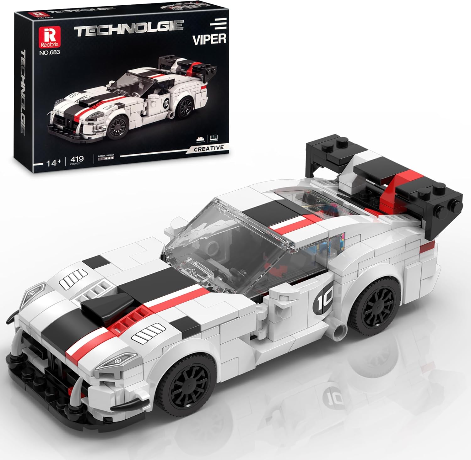 Juego de bloques de construcción de autos de carreras para niños, kit de construcción de súper auto, ladrillos de bricolaje, modelo coleccionable de