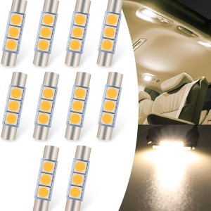 dawfall Pack-10 Car 28mm LED Light, 1.1″ x 0.24″ 5050-3SMD 180 Degree Bright Indoor Light Bulb Replacement, Reading Light Roof Light Makeup Light, dawfall Pack-10 Car 28mm LED Light, 1.1″ x 0.24″ 5050-3SMD 180 Degree Bright Indoor Light Bulb Replacement, Reading Light Roof Light Makeup Light,
