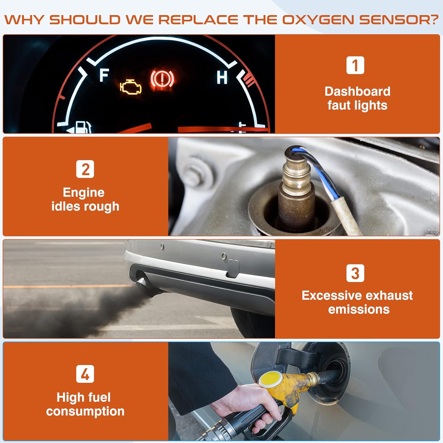 Sensor de oxígeno 15717 Sensor O2 aguas arriba aguas abajo compatible con Ford F-150 F250 F350 Ranger Escape Explorer Mustang Foucs Expedition Mazda