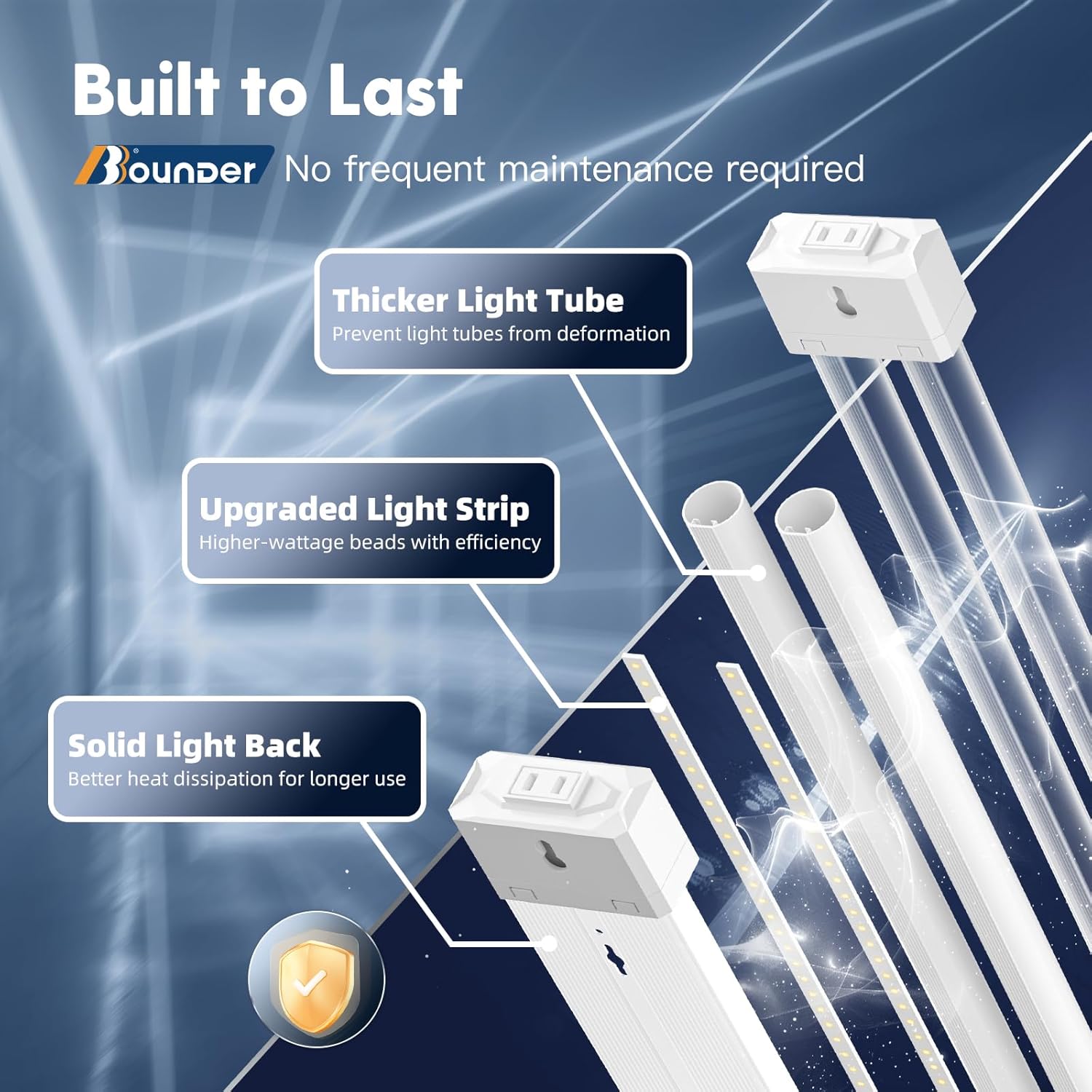 BBOUNDER Paquete de 10 luces LED enlazables para tienda con reflector, luz fría superbrillante de 6500 K, 4400 LM, 4 pies, accesorio integrado de 48