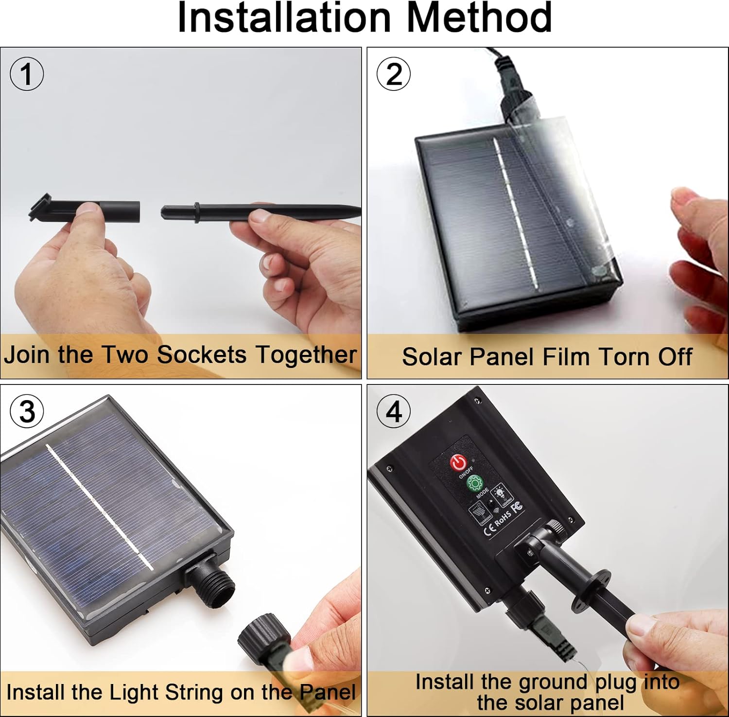 JIMACRO Guirnalda de luces solares, 16 piezas de 2.6 pies, 128 luces LED de cortina con control remoto, 16.4 pies de cortina de luces impermeables