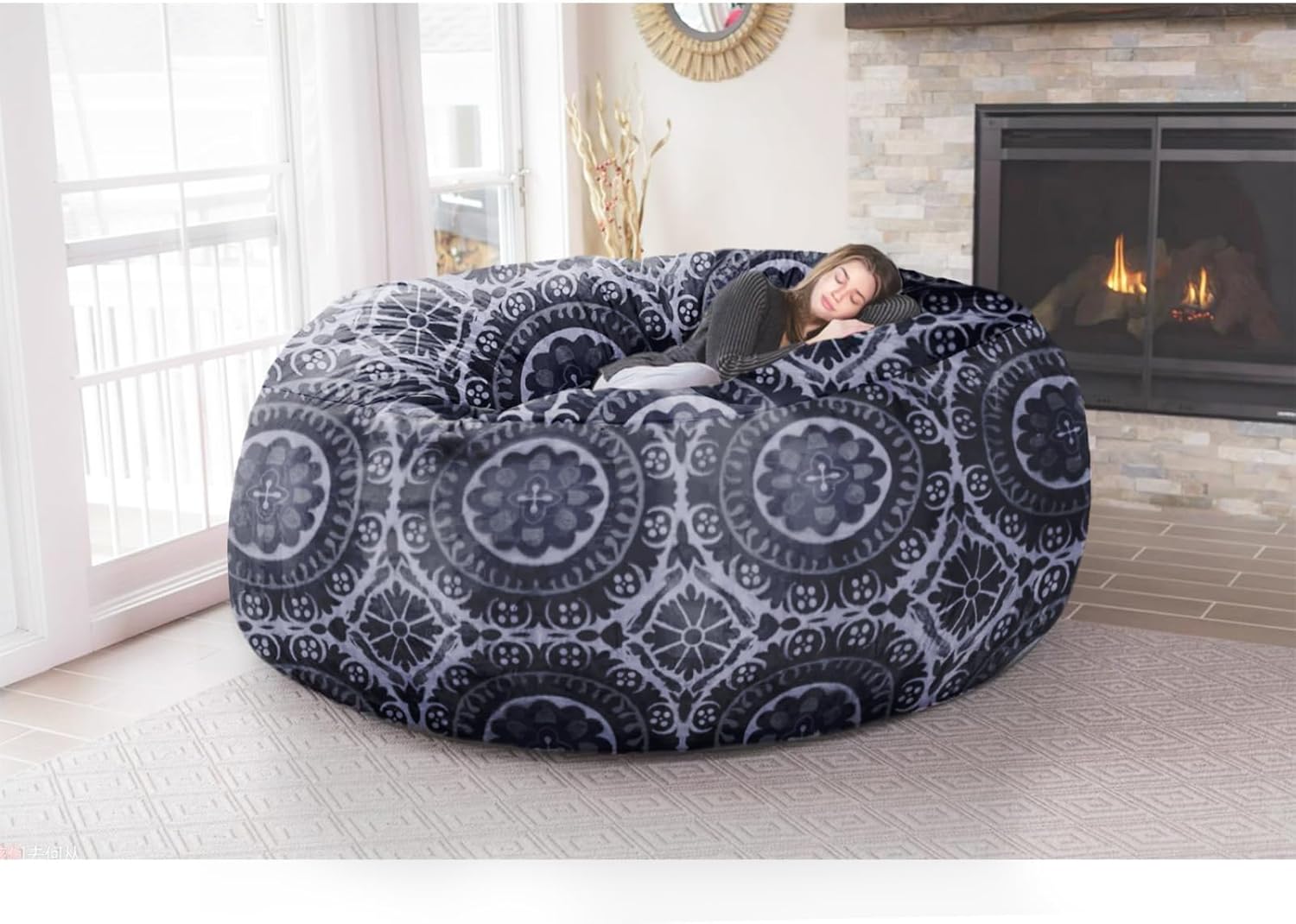 HOWSEESNOW Funda para puf gigante de 6 pies, suave y esponjoso de terciopelo holandés (sin relleno, solo cubierta), cómoda funda de puf de 6 pies,