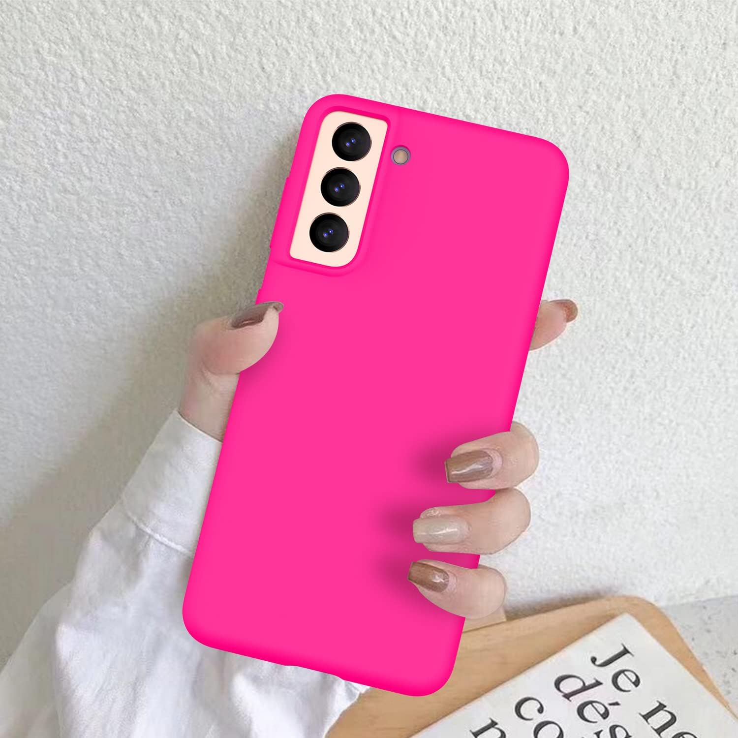 DEENAKIN Funda de silicona para Samsung Galaxy S21, suave y sedosa, flexible, de goma, delgada, protectora con forro de microfibra suave, color rosa