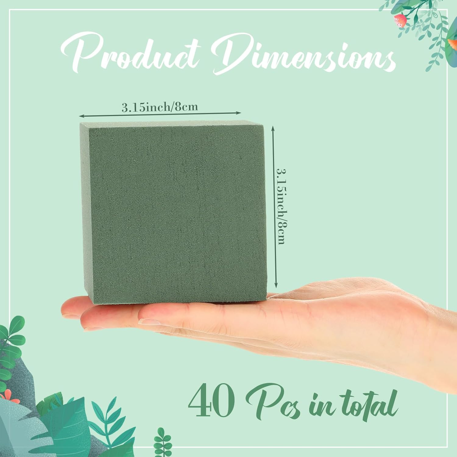 Gerrii 40 bloques de espuma floral para arreglos florales, plantas de ladrillo de espuma de floristería, flores secas y húmedas, suministros verdes
