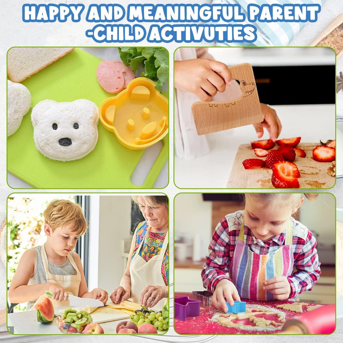 22 cuchillos de cocina de madera para niños, juego de cuchillos de cocodrilo con guantes, tabla de cortar frutas, verduras, cortadores arrugados,