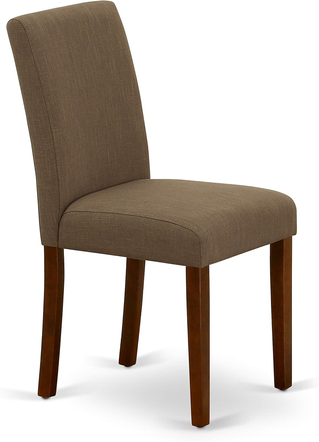 East West Furniture ABP3T18 Parson – Juego de 2 sillas acolchadas de tela de lino para comedor, color caoba