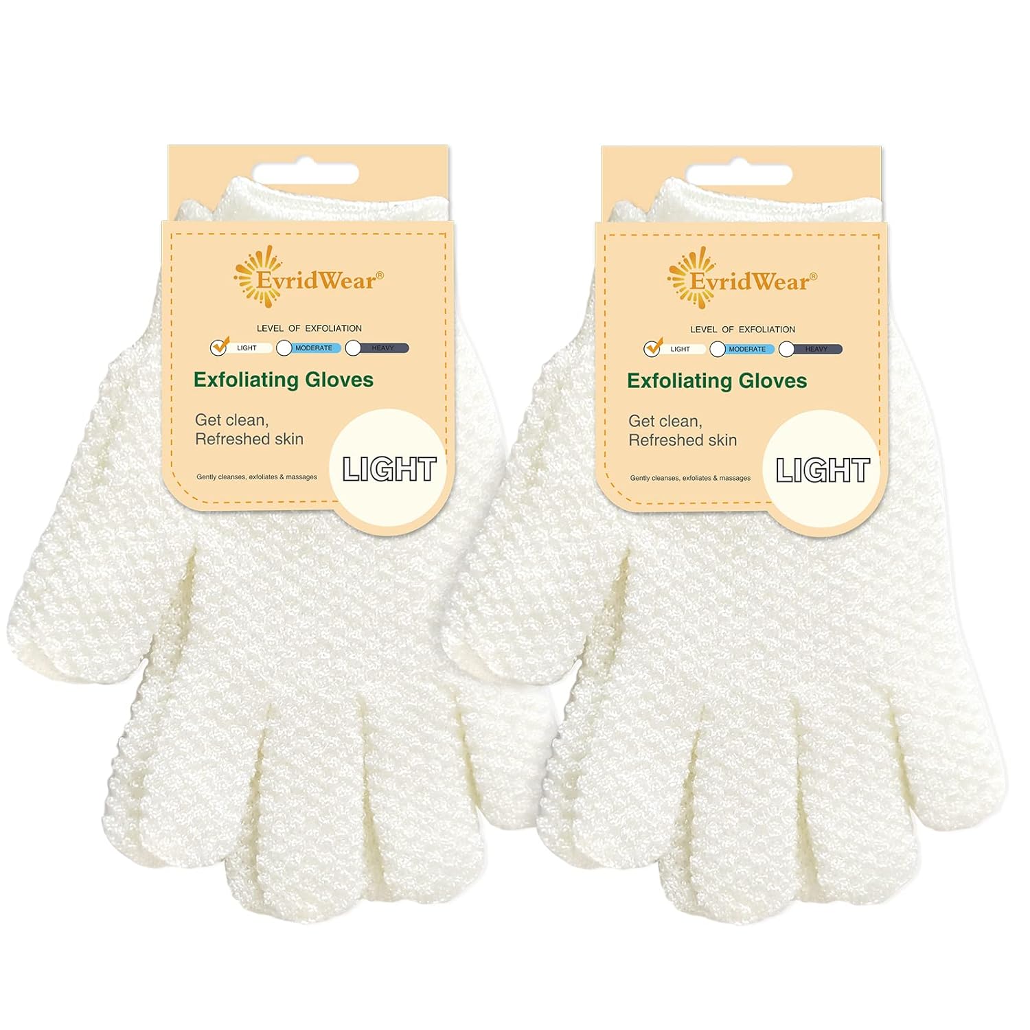 EvridWear – Guantes exfoliantes de baño de doble textura para ducha, spa, masaje y exfoliantes corporales, elimina las células muertas de la piel,