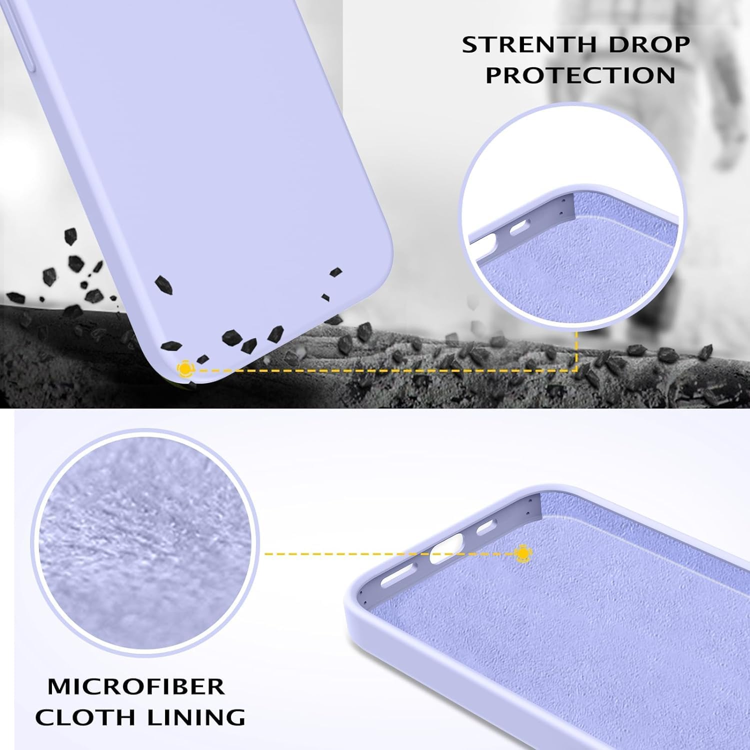 Telaso Compatible con iPhone 14, silicona líquida de goma de gel suave iPhone 14, funda delgada para teléfono con forro de microfibra, fundas