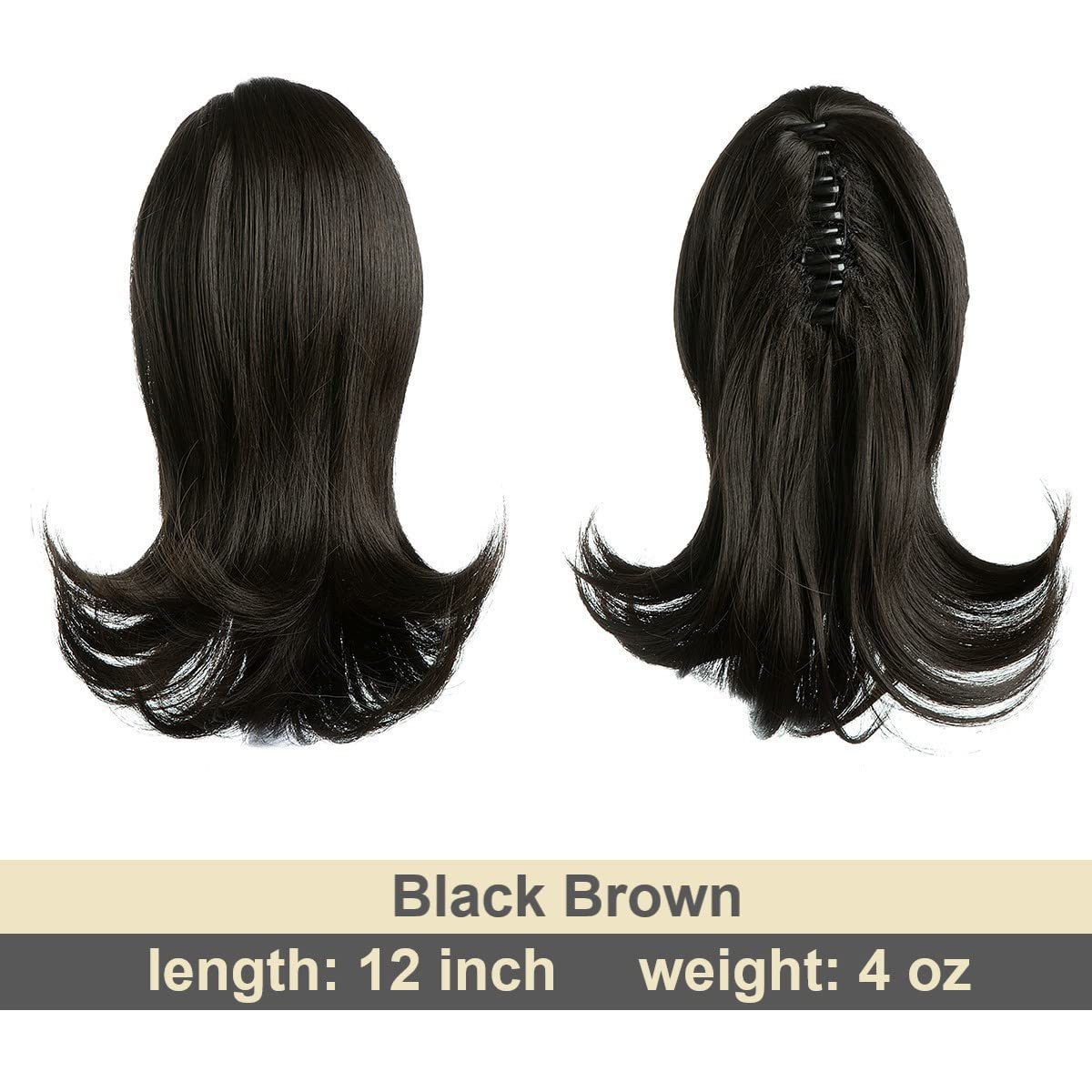 CJL HAIR Extensión de cabello corto con clip de garra, con cordón, color negro, marrón, ondulado, rizado, afro, sintético, sintético, resistente al