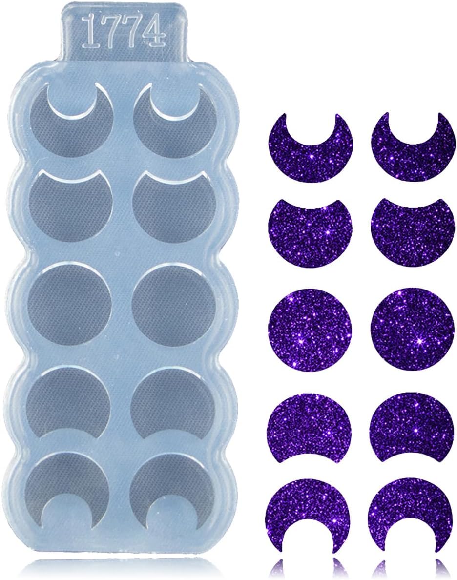 Moldes para aretes de forma redonda y forma de luna pequeña, molde de silicona para aretes de bricolaje, aretes de oreja, colgantes, manualidades de