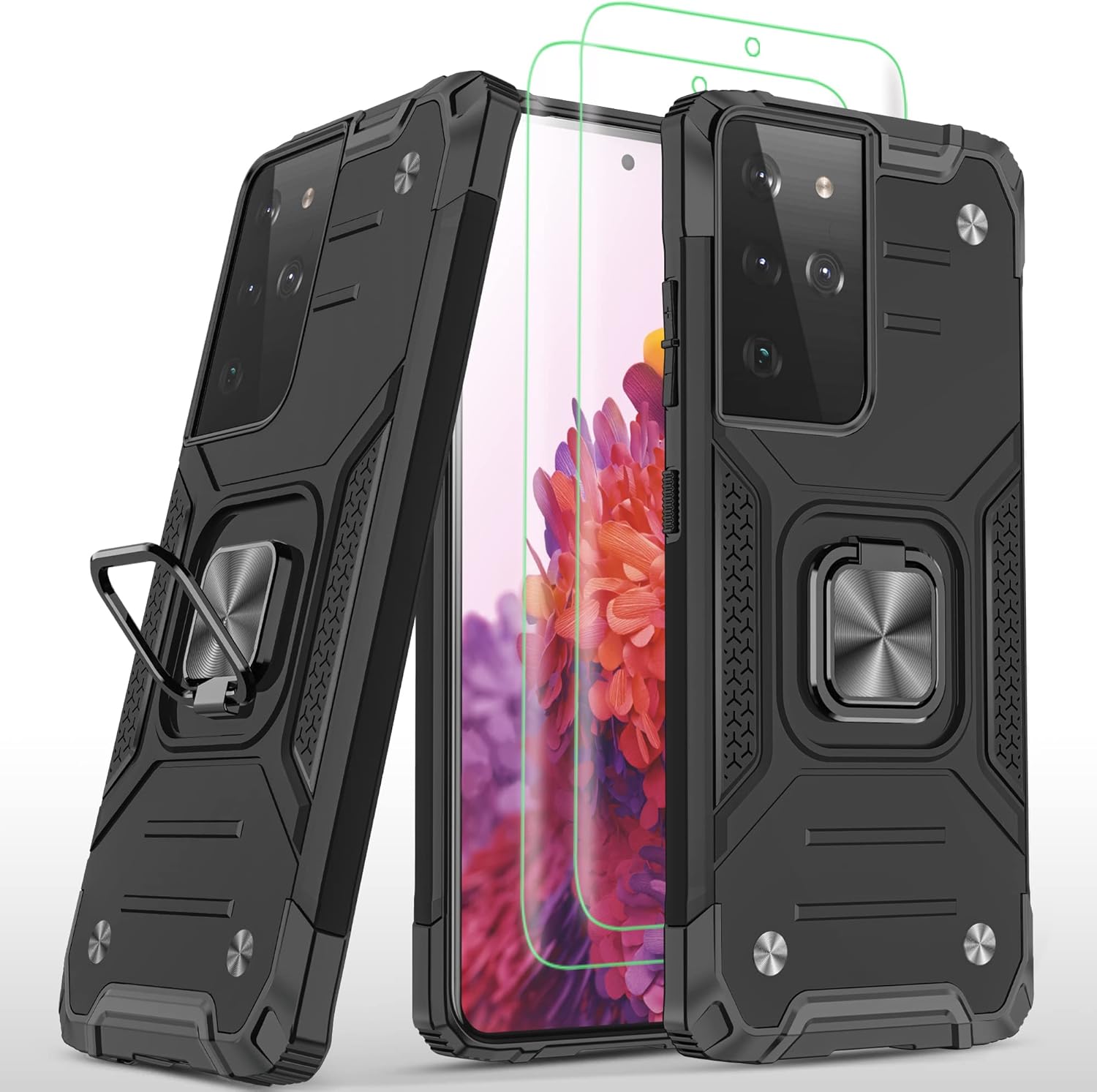 AYMECL Funda para Samsung Galaxy S21 Ultra con protector de pantalla de TPU flexible autorreparable 2 unidades, grado militar, doble a prueba de