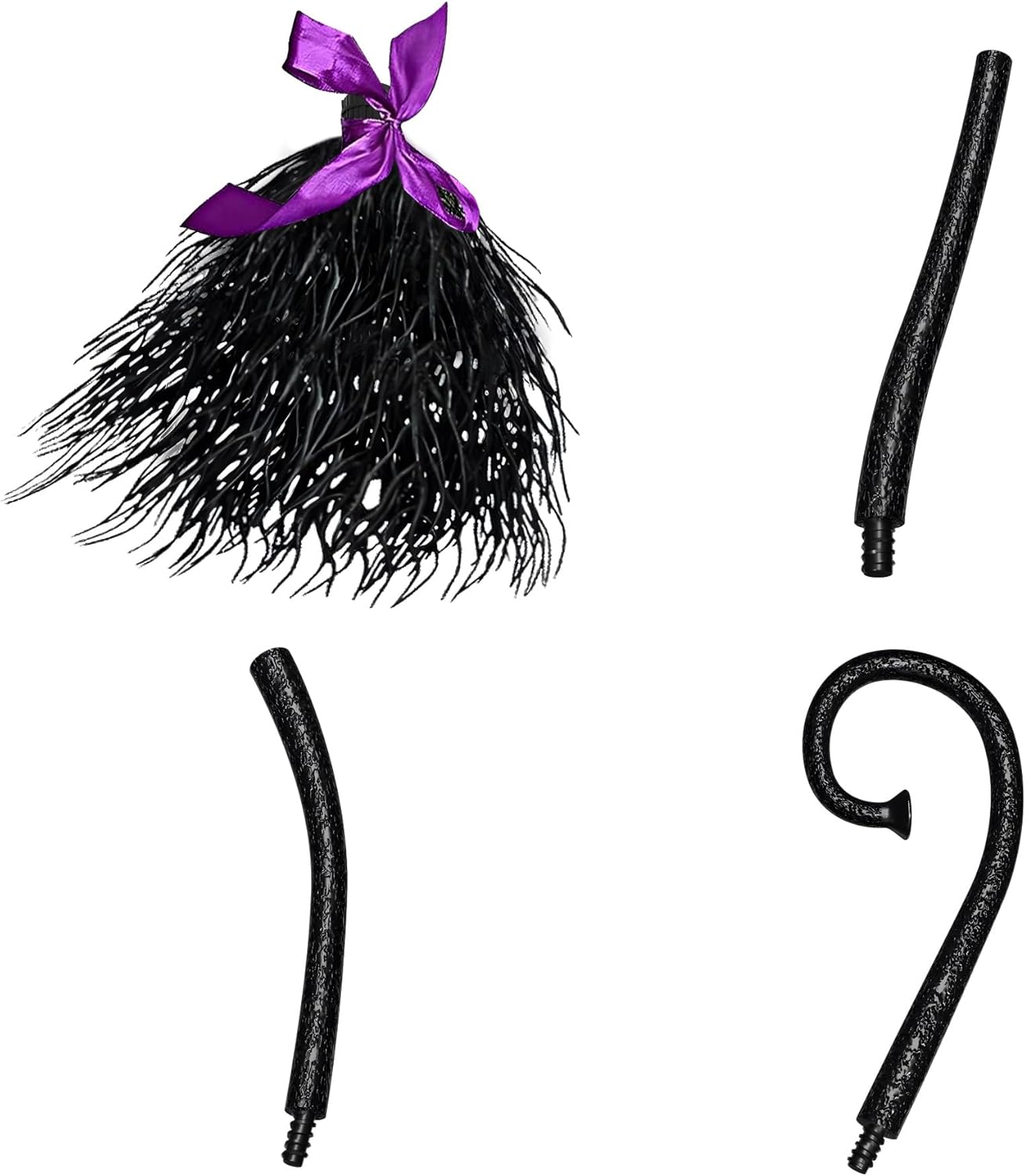 Escoba de bruja de Halloween con cintas para niños, mago volador malvado, escoba para adultos para fiesta de cosplay, decoraciones de bruja
