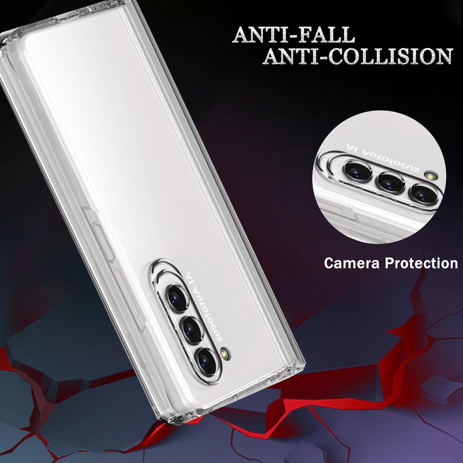NINKI Funda transparente compatible con Samsung Z Fold 5 transparente con protector de pantalla, cuerpo completo, a prueba de golpes, protección de