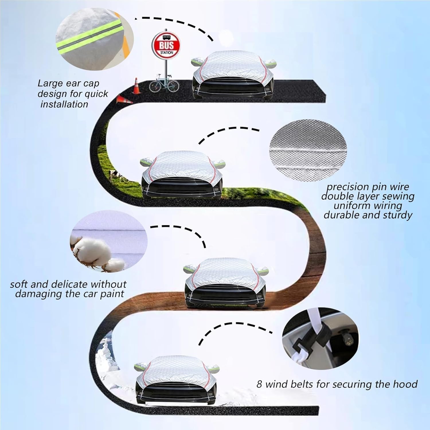 Fundas de coche para automóviles con Nissan X-Trail, aplicables a la mayoría de modelos de 184.3 x 72.4 x 67.9 pies. Funda de algodón para
