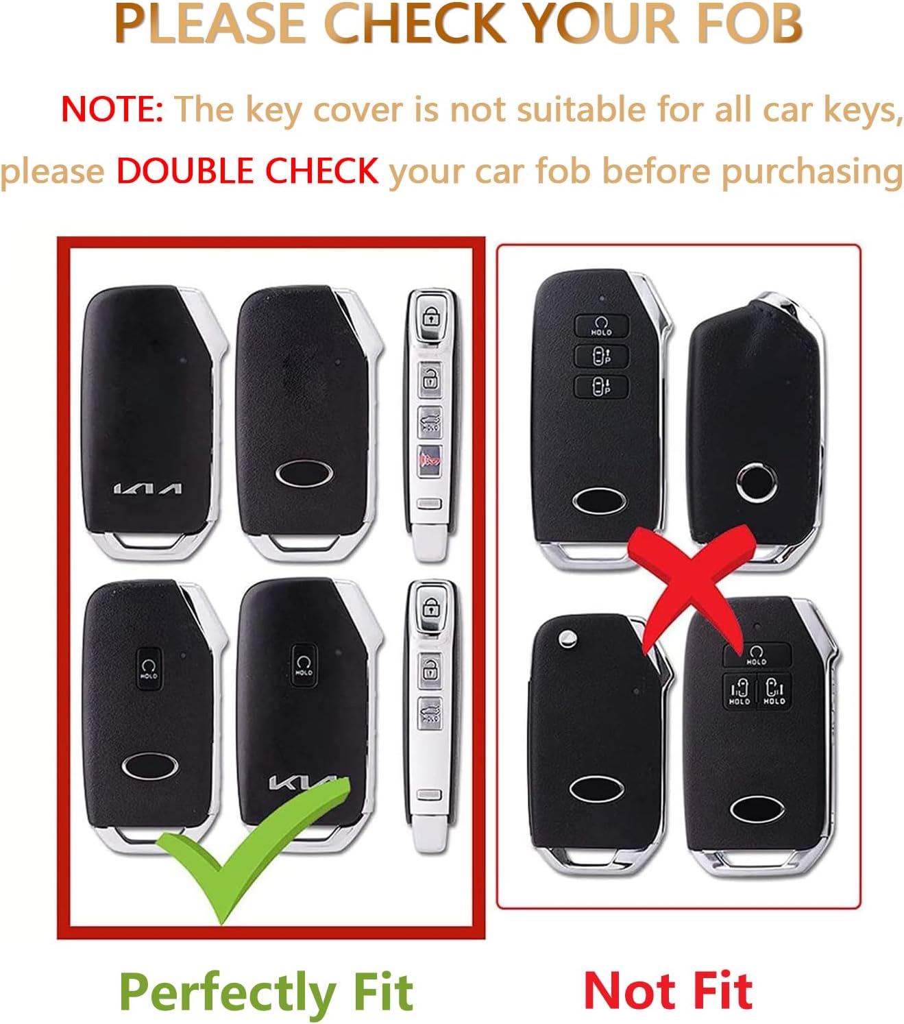 OFFCURVE Funda especial para llavero Kia Rio Optima Soul Sportage Sorento Carens Accesorios Smart Remote Key Protector de llave sin llave,