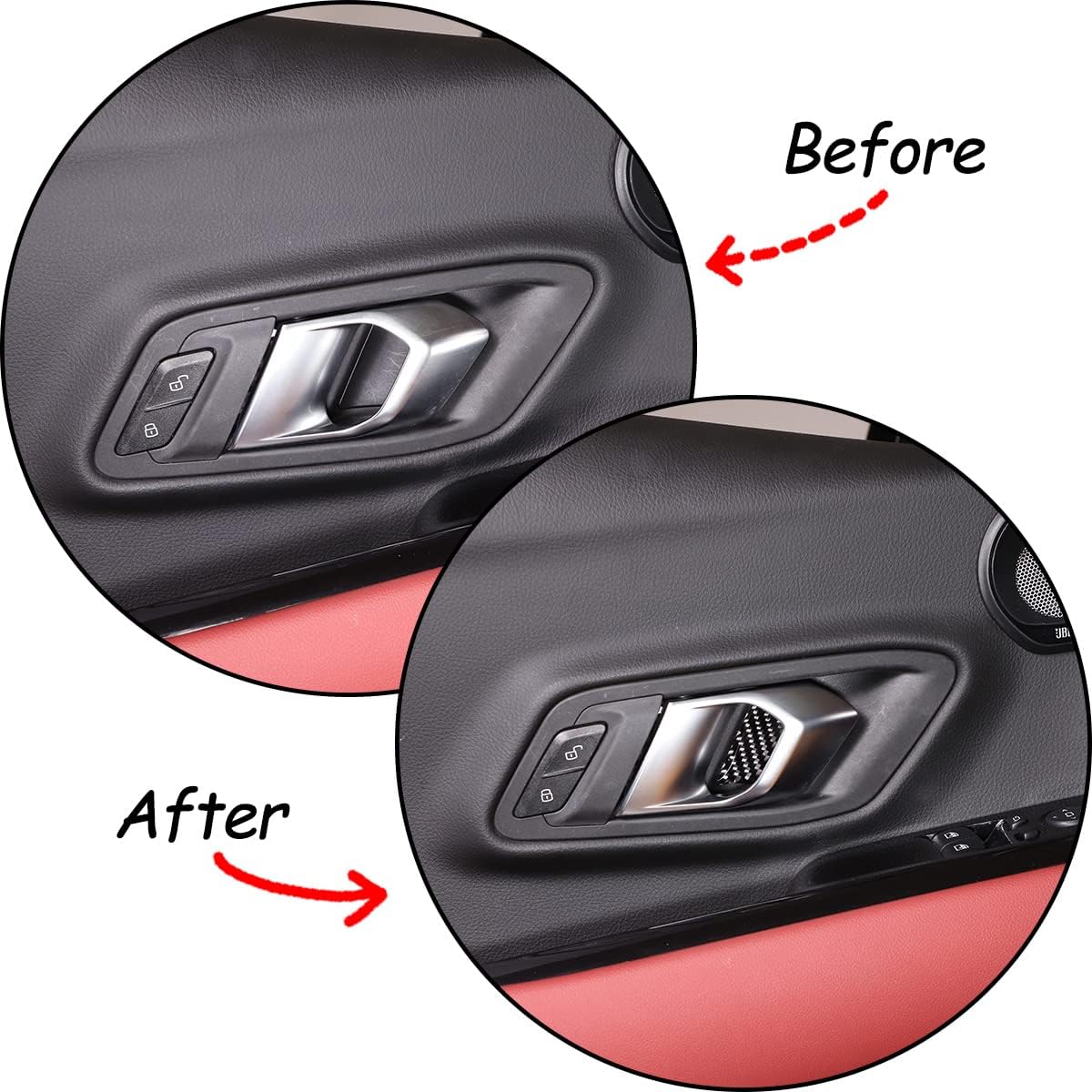 Cubierta interior del cuenco de la puerta del automóvil compatible con ToyotSupra GR A90 A91 MK5 2019-2022, calcomanía para cubierta de tazón de
