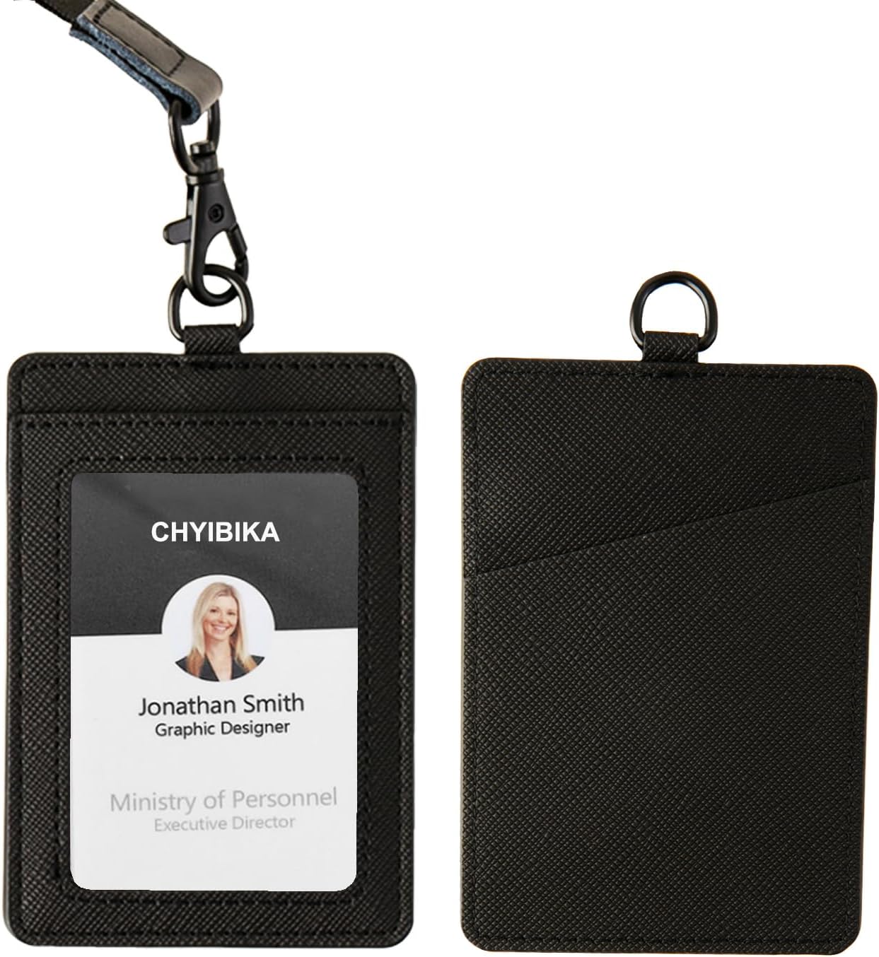 Portatarjetas con cordón, soporte de cuero para tarjetas de identificación, soporte vertical para tarjetas de identificación para el trabajo y la